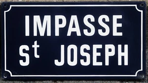 Old vintage French enamel steel street sign plaque Impasse St Joseph Saint close - Picture 1 of 1