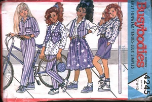 4245 Butterick Vintage SEWING Pattern Girls 1980s Skirt Shorts Vest Shirt Pants - Picture 1 of 2