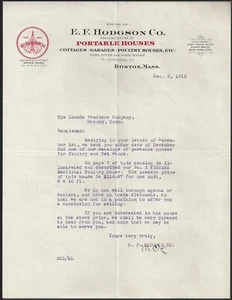 BOSTON, MA ~ E. F. HODGSON CO., Portable Houses, &c. ~ ILLUS. LETTERHEAD 1919 - Picture 1 of 1