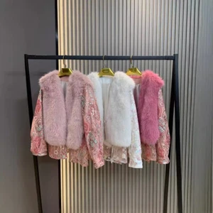 2024 Winter Damen Pailletten Stickerei Langarm Mantel Nerz Pelzmantel Kurzjacke - Bild 1 von 27