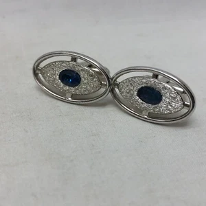 Vintage Hickok Men's Cuff Links Made in USA Blue Stone - Picture 1 of 8
