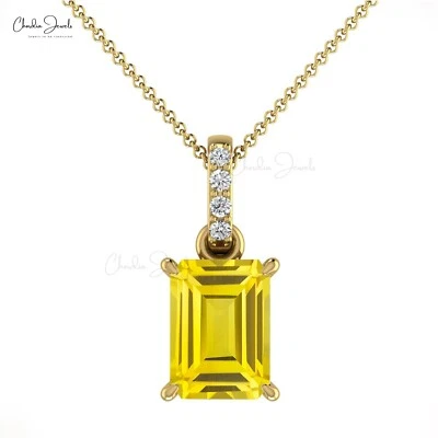 Colgante colgante de diamantes de oro fino de 14 k de zafiro amarillo de 1,10 quilates colgante regalo para mujer Foto 1 de 4