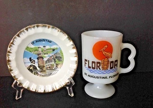 Lot of 2 Vintage St Augustine Florida Landmarks Collector Plate & Coffee Mug/Cup - Picture 1 of 5