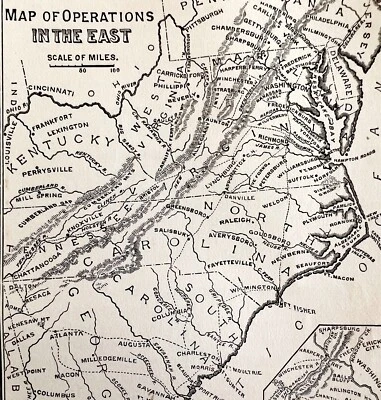 Map War Of Secession East Coast 1871 Victorian Woodcut Print History DWAA12 - Image 1 of 2