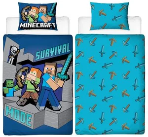 Juego de ropa de cama reversible única cubierta de edredón Minecraft Survive Alex Steve Creeper - Imagen 1 de 7