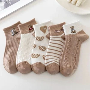 Kawaii Retro Ankle Socks - Printed Low Cut Sock Women Fashion Footwear 5pairs Se - Picture 1 of 12