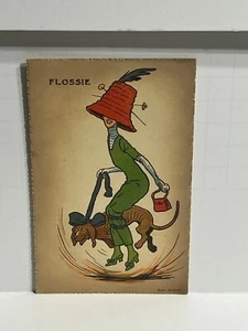 Woman in Huge Hat walking Dog Flossie Humor Postcard A31 - Picture 1 of 2