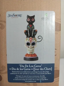 Enesco Jim Shore - Day of Dead Black Cat on Skull #6010670 Dia De Los Gatos - Picture 1 of 6