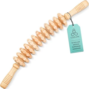 Wooden Massage Roller Stick (12 Rollers) - Curved Wood Therapy Massage Tool f... - Bild 1 von 9