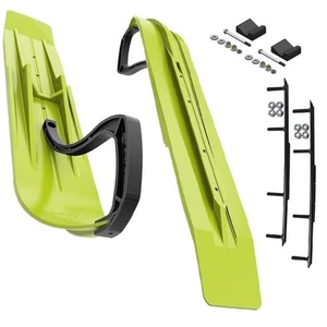 Slydog Powder Hound 8" Manta Green Skis w/6" Round Bar Complete Kit Ski-Doo - Picture 1 of 4