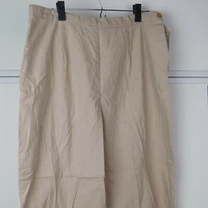 Sag Harbor Capri Cropped Pants Tan Brown Floral Embroidered Linen/Cotton Women L - Picture 1 of 11