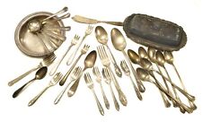 Old Silver Plate Mixed tableware Lot : Thirtytwo - Forks, Spoons, Knives, Dishes