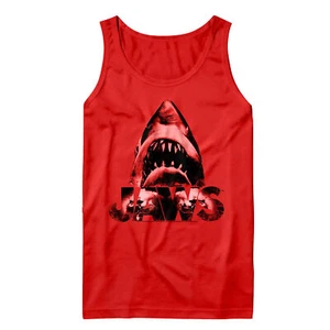Jaws 70's Thriller Movie Great White Shark Busting Through Waves Men's Tank Top - Picture 1 of 5