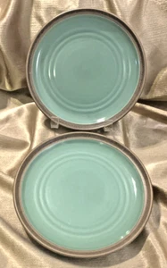 Noritake Sea Foam Green Salad Plates 2-Piece VTG Stoneware 8 1/4" - 8477 - Picture 1 of 7