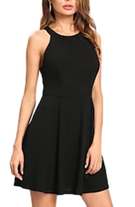 Abito svasato elegante con schiena scoperta e scollo tondo vestito sera - Imagen 1 de 3