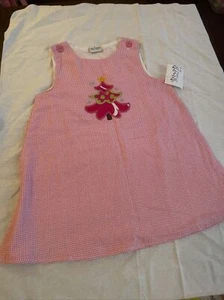 Sew Childish pink gingham Christmas dress 4T - Picture 1 of 6