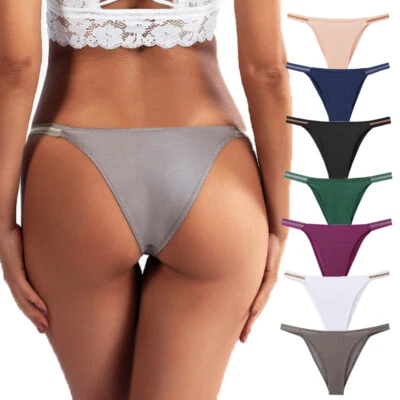 1/5 Pack Womens Santin Panties String Bikinis Thong G-string Underwear Lingeries - Image 1 of 4