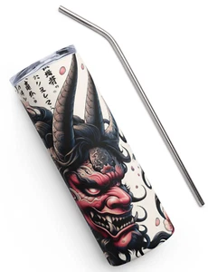 Vaso japonés Oni Demon de acero inoxidable con pajita de metal reutilizable 20 OZ - Imagen 1 de 4