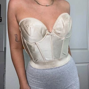 Vintage Bustier Top Satin Elfenbein Gr. 38B - Bild 1 von 3