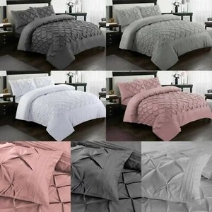 Juego de cama funda nórdica Pintuck fundas de almohada colcha doble king superking size - Imagen 1 de 19