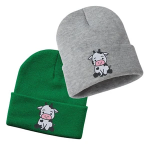CUTE COW V1 Embroidered Cuffed Beanie Hat, Embroidered Gift, Winter Hat - Bild 1 von 12
