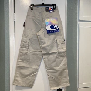 Vntge Interstate IS Khaki Cargo Baggy Pants 26X28 Deadstock NWT 90s/00s Skate - Picture 1 of 11