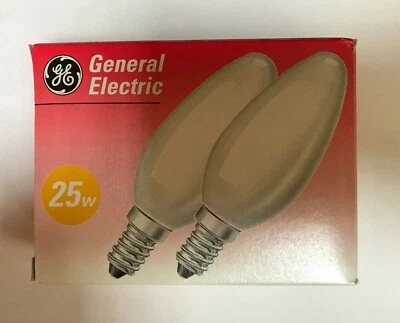 2 X General Electric Kerzenlampe matt 25W E14 Kerzenlampe  MATTIERT - Bild 1 von 3