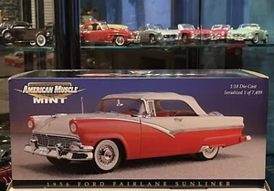 ERTL AMERICAN MUSCLE MINT White RED 1956 FORD FAIRLANE SUNLINER 1:18 scale dieca - Picture 1 of 11