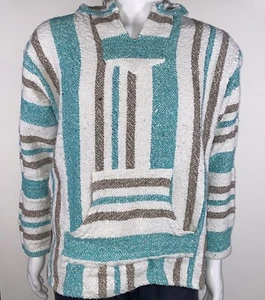 Iguana Jack Baha Teal White Gray Hooded Surf Poncho Sweatshirt Pullover Size XL - Picture 1 of 3
