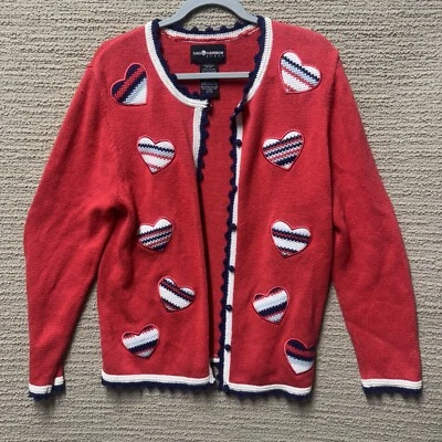 Suéter De Colección Sag Harbor Para Mujer’s M Corazón Tejido Rojo Azul San Valentín Preppy Retro Foto 1 de 4