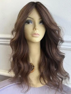 18" 60% Human 40% Synthetic Topper 5.5x6.5 Balayage FULL THICK Brown Red Blonde - Picture 1 of 8