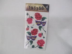 Fun Tattoos Pinky Roses With Purple Masks New - Picture 1 of 1