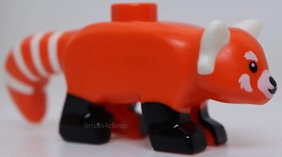 Lego Red Panda Black Legs Eyes and Nose and White Ears Muzzle Stripes Pattern - Image 1 of 3