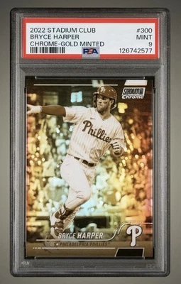 Bryce Harper 2022 Topps Stadium Club acuñado en oro #300 PSA 9 Foto 1 de 2