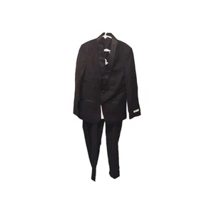 10 Regular Calvin Klein Boys 2 Piece Formal Tuxedo Suit Set Black Wedding Church - Picture 1 of 10