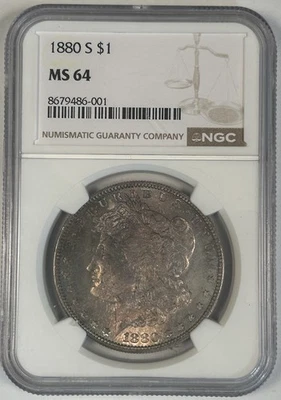 1880-S Morgan Silver $1 Dollar Coin Toned NGC MS 64 - Image 1 of 2