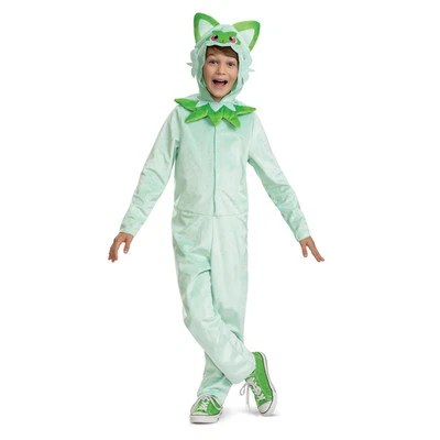 Kids Sprigatito Costume Official Pokemon Hooded Jumpsuit for Halloween Fun - Image 1 of 4