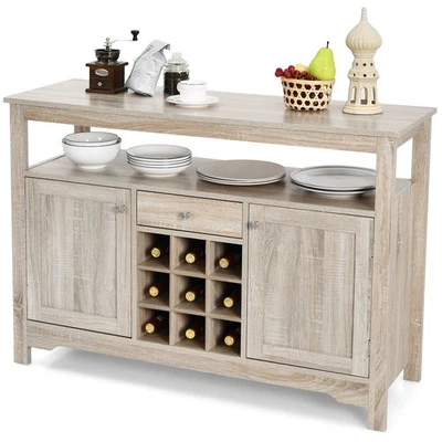 Buffet Server Sideboard Wine Cabinet Console Table Dining Room Shelf Grey - Image 1 of 4