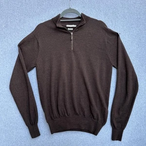 Peter Millar Pullover Herren mittelbraun italienische Merinowolle Quarter Zip Pulli - Bild 1 von 9