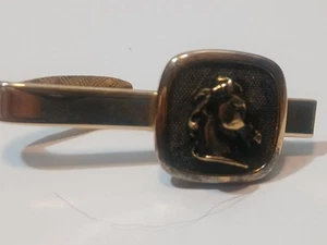 Vintage Gold Tone Tie Bar Clip Horse Head Design - Picture 1 of 19