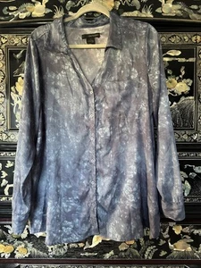 Women’s Size L Vintage Calvin Klein Jeans Polyester Blue Print Blouse/top - Picture 1 of 7