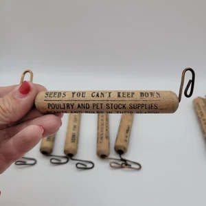 NOS HTF Pair Of Replacement Crock Handles Wooden Metal Advertising  - Foto 1 di 10