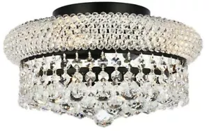 Crystal Ball Black Flush Mount Dining Room Hallway Bathroom 4 Light Fixture 12in - Picture 1 of 8
