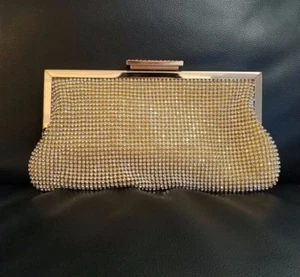 ELEGANT WOMEN Ladies Shining Diamante Wedding Clutch Evening bag party bag gold - Picture 1 of 9