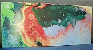 ABSTRACT PAINTING BY ARGO SIGNED 69 X 31 cm RED LAVA CIRCA 1996 ORIGINAL - Picture 1 of 3