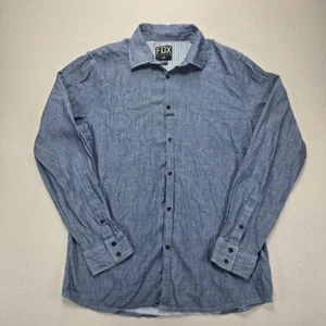 FOX Deluxe Chambray Button Down Shirt Long Sleeve Casual Blue Mens Size L - Picture 1 of 10