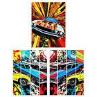 Vibrant Muscle Sports Cars Comic Strip Artworks Bright A4 Poster 3 Pack