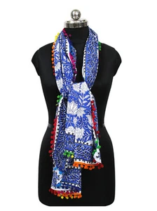 Bufanda cuello algodón 72X40" bloque estampado bufanda envoltura 100% tela algodón bufandas AU1 - Imagen 1 de 7