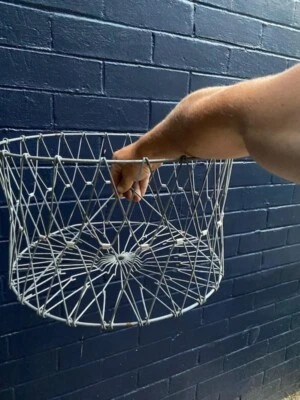 Vintage Mid Century Collapsible Metal Laundry Basket - Image 1 of 4