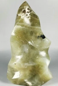 RARE NATURAL green moonstones QUARTZ CRYSTAL Flame Orbicular Reiki Statue - Picture 1 of 12
